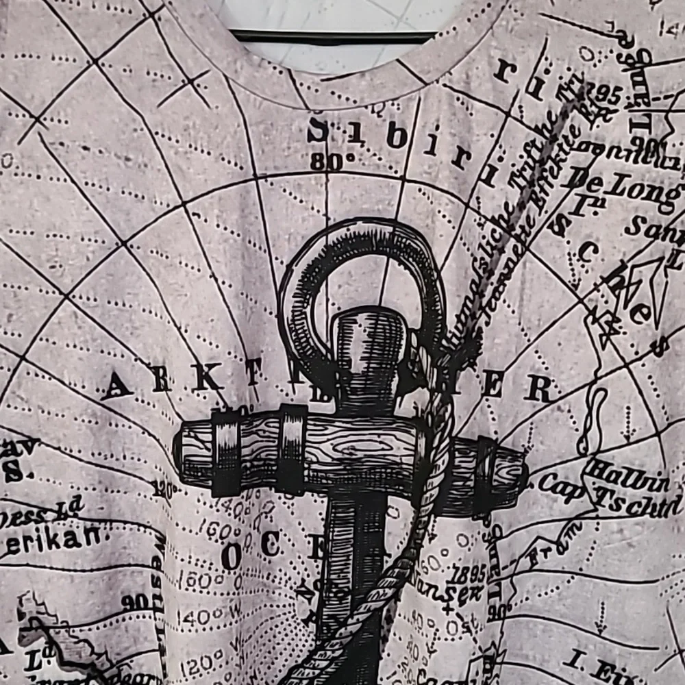 Nautical Voyage Anchor Script Mens Graphic T Shirt Dry Fit Grey Size 2XL - Picture 6 of 16
